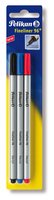 Pelikan Fineliner 96 - Nero - Blu - Rosso - Fine - 0,4 mm - Germania - Blister - 3 pz