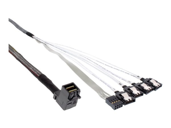 InLine Cavo Mini SAS - SFF-8643 a 4x SATA + Sideband - 0,5m - connettore 90°