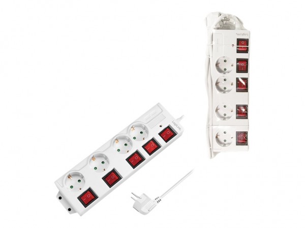LogiLink Steckdosenleiste - Wechselstrom 250 V - 3680 Watt - Ausgangsanschlüsse 4 4 x CEE - Strip al