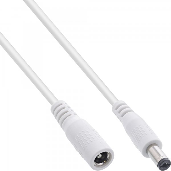 InLine Cavo di prolunga DC - maschio/femmina 5,5x2,1mm - AWG24 - bianco - 0,5m