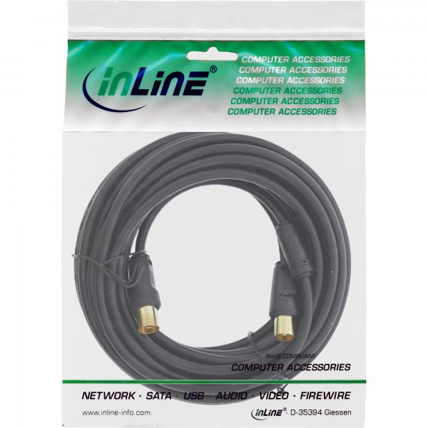 InLine Cavo antenna - 2x M schermato - con filtro - 85dB - nero - 0,5m