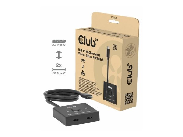 Club 3D Usb-C Bi-Directional Video+ Data+ Pd Switch - Digitale/dati - Video/analogico