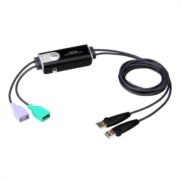 ATEN Switch KM cavo USB Boundless a 2 porte - 1,8 m - USB - USB - Nero - USB - 2 x USB Type A