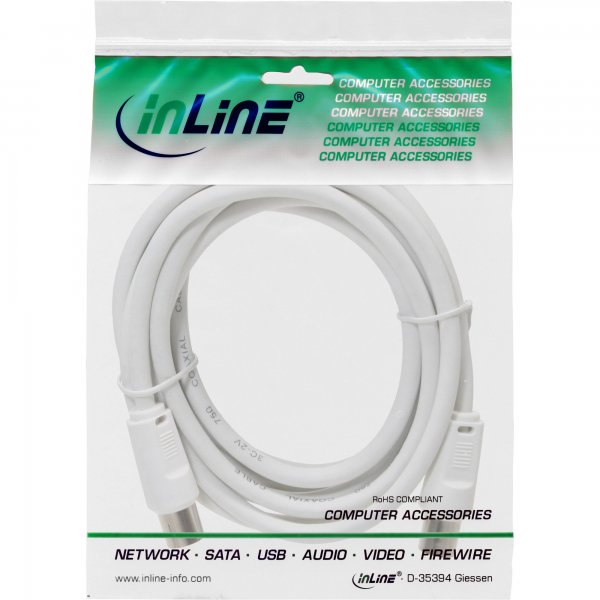 InLine Cavo antenna TV - spinotti IEC - fattore di schermatura >75dB - bianco - 7m
