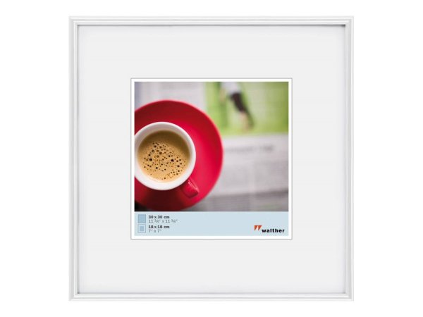 walther design KW330H - Plastica - Bianco - Cornice per foto singola - 18 x 18 cm - Rettangolare - 3