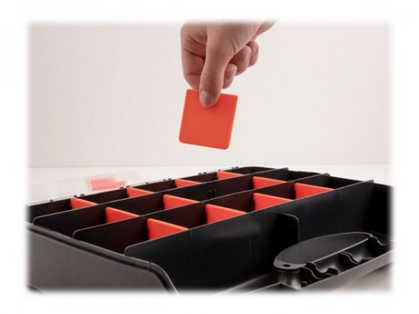 Delock Sortimentsbox mit 17 Fächern orange schwarz