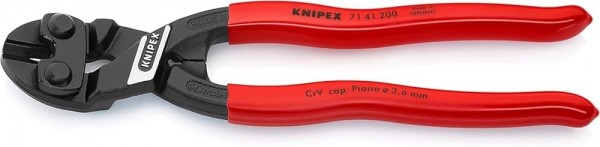 KNIPEX 71 41 200 - Pinze per tagliabulloni - 6 mm - Acciaio al cromo vanadio - Plastica - Rosso - 20