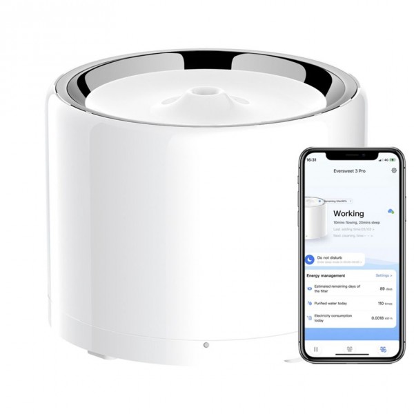 Petkit Smart Pet Trinkbrunnen Eversweet 3 Pro kabellose Pumpe Fassungsvermögen 1.8 l