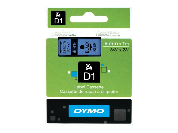 Dymo D1 - Standard Etichette - Nero su blu - 9mm x 7m - Nero su blu - Poliestere - Belgio - -18 - 90