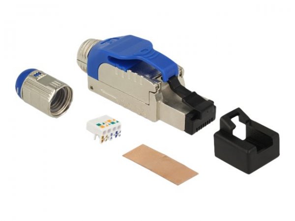 Delock 86487 - RJ-45 - Blu - Argento - Zinco - Cat8 - S/UTP (STP) - Rame