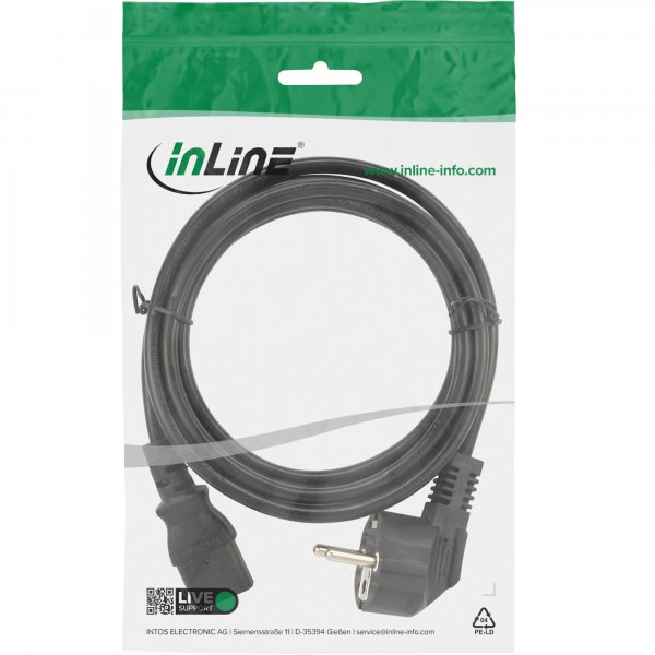 InLine Cavo alimentazione - Spina Tedesca CEE-7/7 90° a Presa IEC-320-C13 - 1,8m
