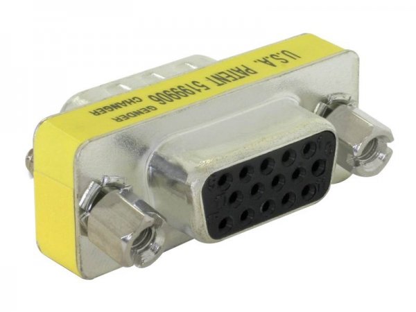 Delock Adapter Gender Changer VGA female-female - Sub-D 15 - Sub-D 15 - Giallo