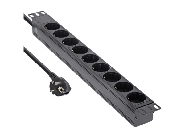 InLine 19" Presa a nastro - contatto di protezione a 9 vie - no interruttore - 2m