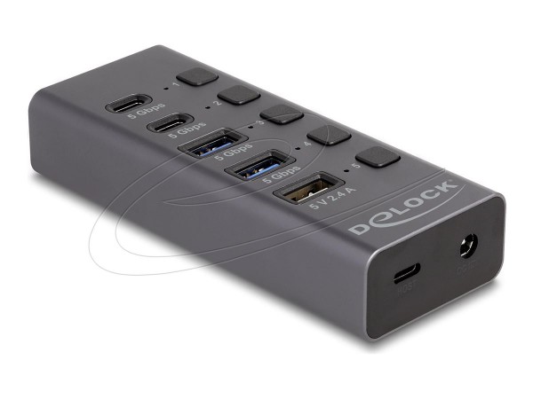Delock USB 5 Gbps Hub mit 2 x Typ-A und 2 Type-C Buchse 1 Schnellladeport+ - Cavo - Digitale/dati
