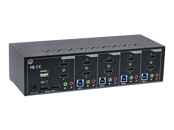InLine Switch KVM Desktop - 4 porte - Dual Monitor - HDMI - 4K - USB 3.0 - Audio