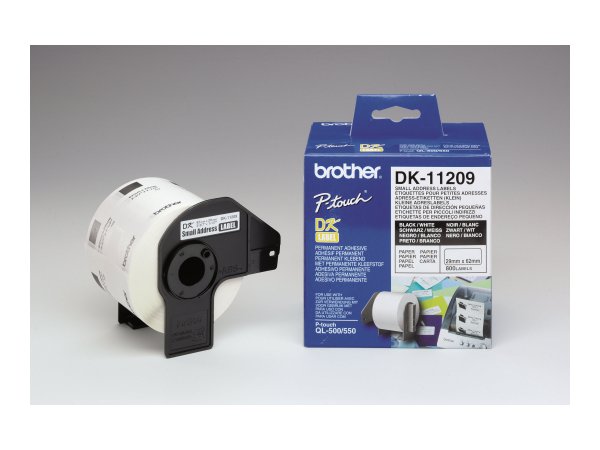Brother DK-11209 - Schwarz auf Weiß - 800) Adressetiketten