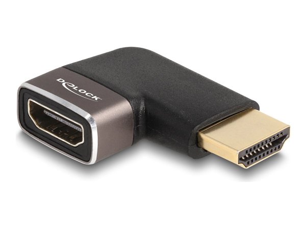 Delock Adattatore HDMI maschio per femmina 90° angolato a sinistra 8K 60 Hz grigio metallo - HDMI -