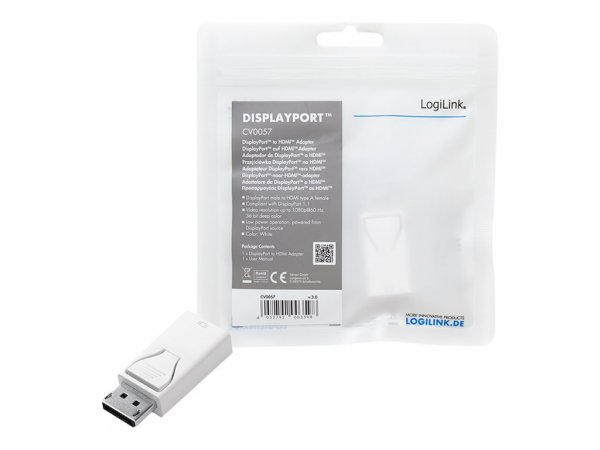 LogiLink CV0057 - DisplayPort - HDMI - Bianco - Giallo