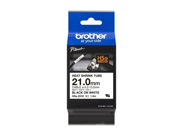 Brother HSE-251E - Nero su bianco - Tubo termorestringente - Cina - 2,1 cm - 69 mm - 160 mm