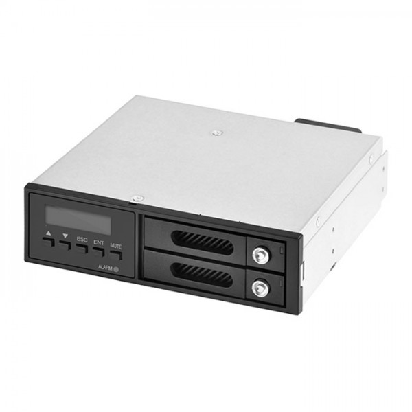 SilverStone FSR202 - Internal RAID enclosure with key lock, LCD display, 4 cm cooling fan