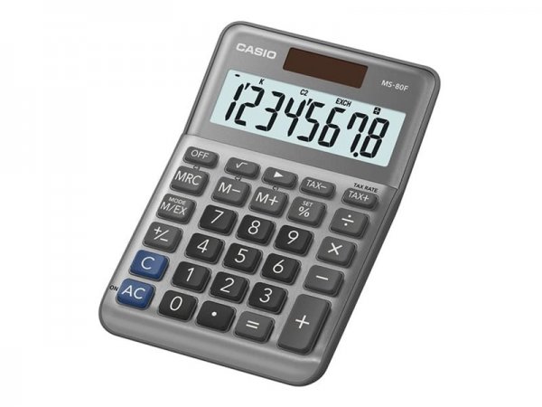Casio MS-80F - Desktop - Calcolatrice di base - 8 cifre - Batteria/Solare - Grigio