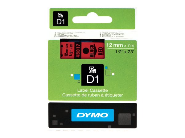 Dymo D1 etichette originali | 12 mm x 7 mm | stampa nera su rosso | etichette autoadesive per etiche