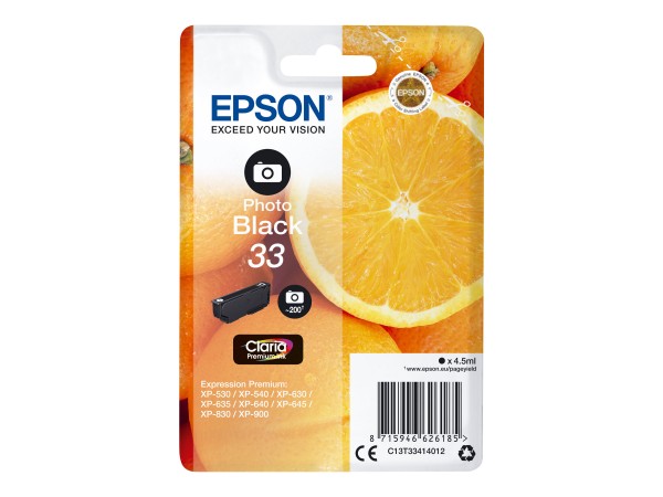 Epson Oranges Cartuccia Nero foto T33 Claria Premium - Resa standard - Nero per foto - Inchiostro co