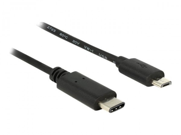 Delock 0.5m - USB2.0-C/USB2.0 Micro-B - 0,5 m - Micro-USB B - USB C - USB 2.0 - Maschio/Maschio - Ne
