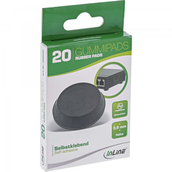 InLine Gommini autoadesivi - 12mm - 20 pezzi - nero