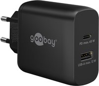Goobay USB-C PD Dual-Schnellladegerät 45 W schwarz