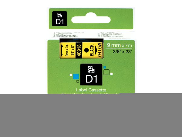 Dymo D1 etichette originali | Rotolo da 9 mm x 7 m | stampa nera su giallo | etichette autoadesive p