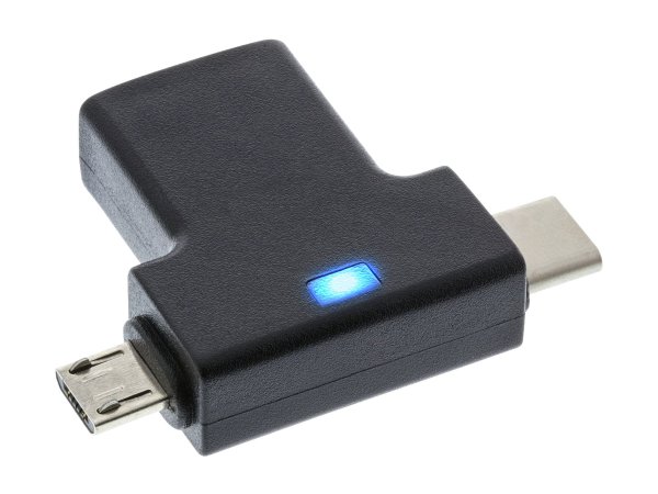 InLine USB-Adapter - USB Typ A (W) gewinkelt zu Micro-USB Typ B, USB-C (M)