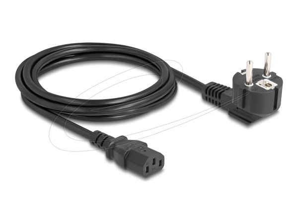 Delock Netzkabel PC Schutzkontaktstecker CEE 7/7 90° gewinkelt auf C13 Buchse 3 x 0 - Cavo - Aliment