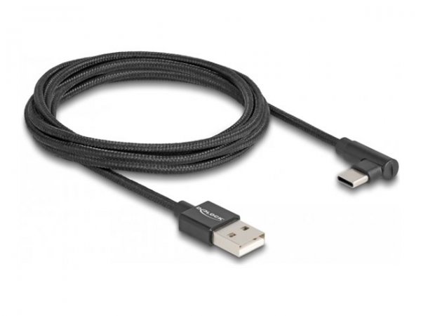 Delock Cavo USB 2.0 Tipo-A maschio per USB Type-C maschio nero con angolazione da 2 m - 2 m - USB A