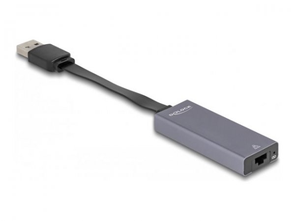 Delock Adattatore USB Tipo-A da 2,5 Gigabit LAN slim - RJ-45 - USB A - 0,09 m - Grigio
