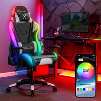 XRocker Gaming Bürostuhl black LED-Beleuchtung/Komfortkissen