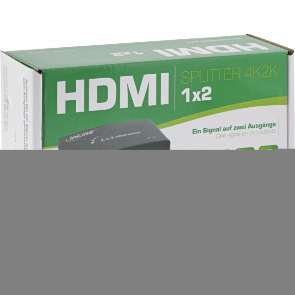 InLine HDMI Splitter 2 porte - 3D - FullHD - HDCP - 4K2K compatibile - alimentatore