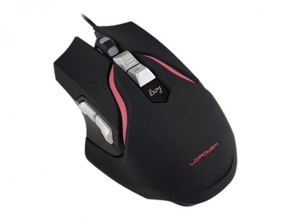 LC-Power m715B - Mano destra - Ottico - USB tipo A - 4000 DPI - Nero - Argento