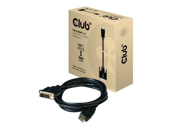 Club 3D DVI to HDMI 1.4 Cable M/M 2m/ 6.56ft Bidirectional - DVI Dual Link - HDMI 1.4 - 2 m - Nero