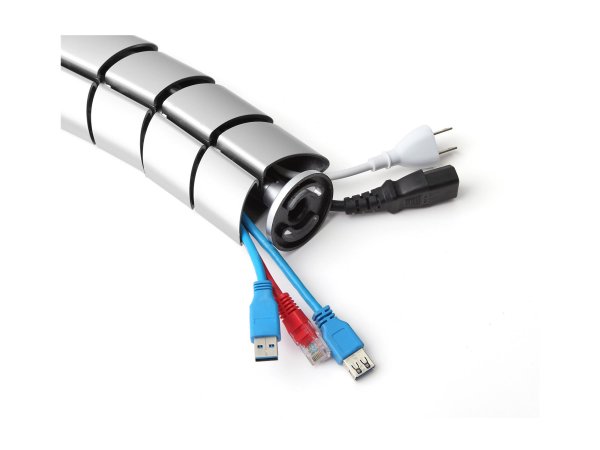 InLine Canalina flessibile - verticale per tavoli - 2 camere - 0,80m argento