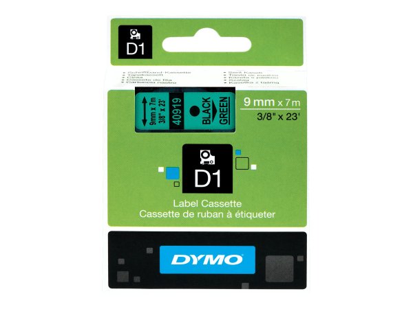 Dymo D1 etichette originali | 9 mm x 7 mm | stampa nera su verde | etichette autoadesive per etichet