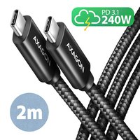 AXAGON BUCM2-CM20AB Ladekabel USB-C zu 2.0 PD 240 W 5 A ALU - Schwarz - 2 - Cavo - Digitale/dati