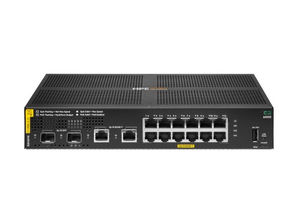 HPE Networking CX 6000 12p 10M/100M/1G Class4 PoE 2p SFP 1G 139W Switch - Interruttore - 1 Gbps