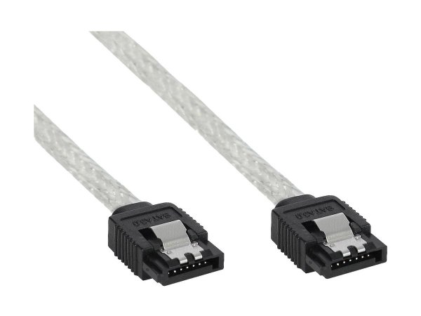 InLine Cavo SATA III 6Gb/s - rotondo - trasparente - chiusura a scatto - 0,5m