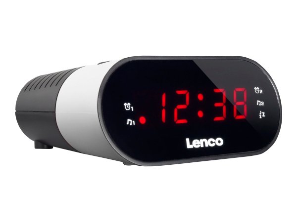 Lenco CR-07 - Orologio - FM - PLL - LED - Nero - Bianco - 3 V - CA/Batteria
