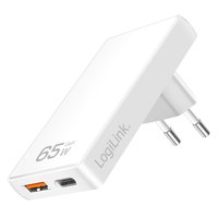 LogiLink USB Steckdosenadapter 1xUSB-A 1xUSB-C 65W weiß