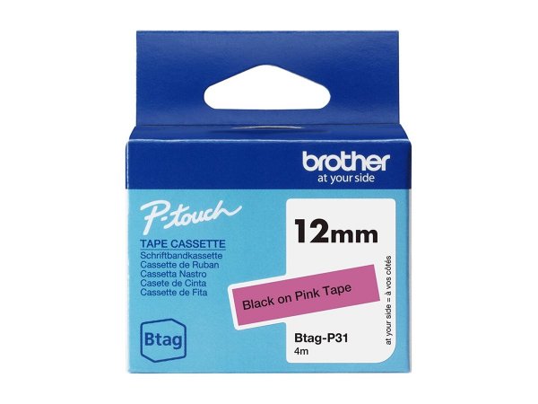 Brother Schriftband Btag BTAGP31 12 mm schwarz auf pink 1 St. - Nastro