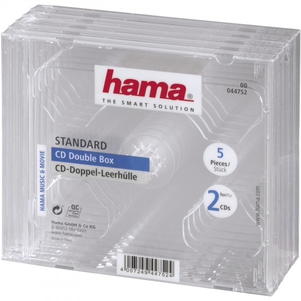 Hama Custodia per CD doppia - 5 pezzi trasparenti - 2 dischi - Trasparente