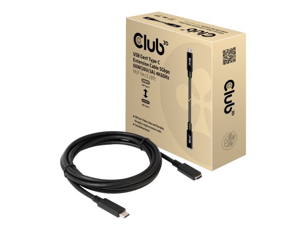 Club 3D CAC-1531 - Usb-Verlängerungskabel - Usb-C m bis W - 20 V - 3 A - 1 - Cavo - Digitale/dati