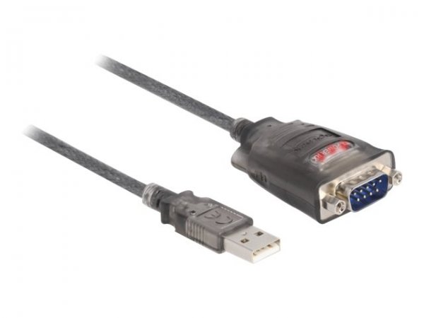 Delock Adattatore USB 2.0 Tipo-A a 1 x Seriale RS-232 D-Sub 9 pin maschio con dadi con 3 x LED 1 m -